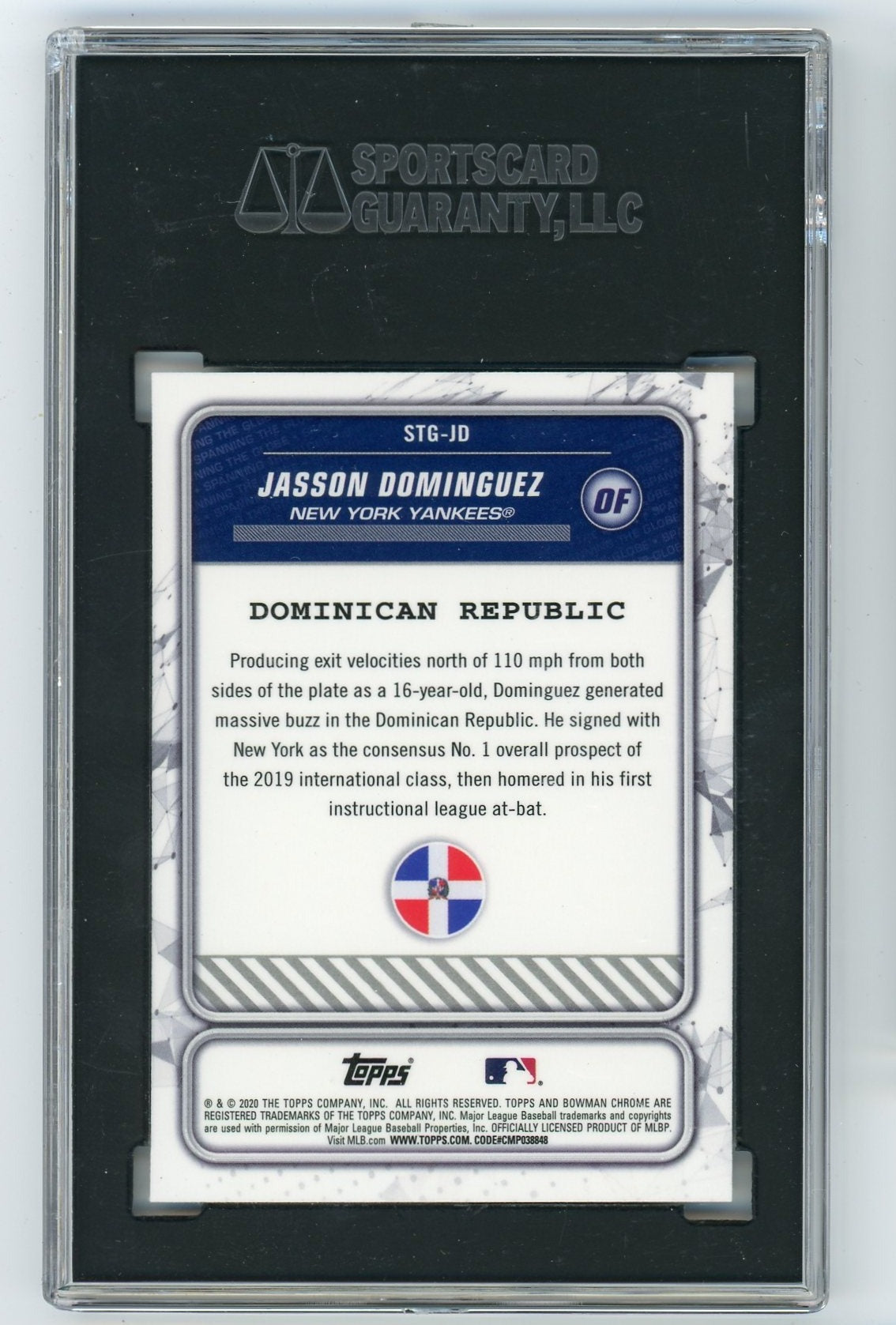 Jasson Dominguez 2020 Bowman Mega Box/Mojo Spanning the Globe SGC 9.5